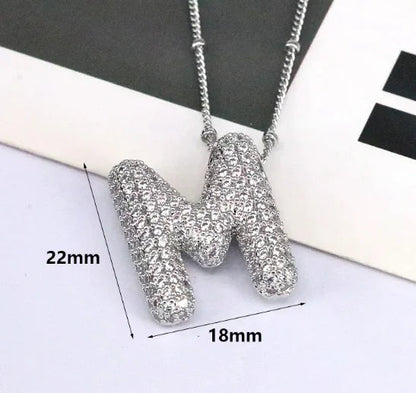 Brass Zircon Letter Necklace WEM Support (www.WEM.support)