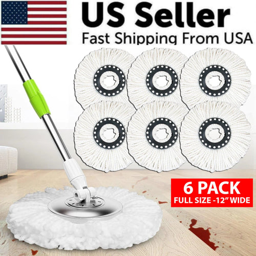 6 Pack Replacement Microfiber Mop Head Refill 360° Spin Easy Cleaning For Mop WEM Support (www.WEM.support)