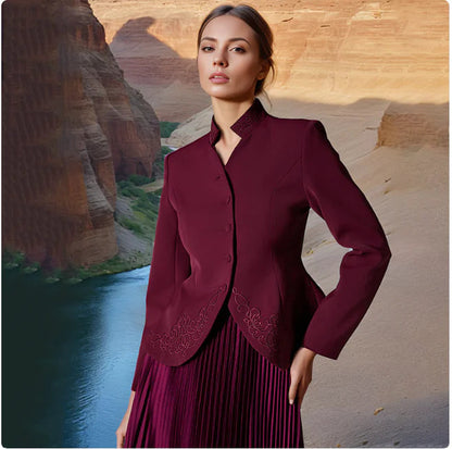 Embroidered Elegance Two-Piece Set – High-Waist Skirt & Coat WEM Support (www.WEM.support)