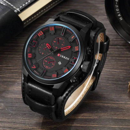 Male Leather Wristwatch WEM Support (www.WEM.support)