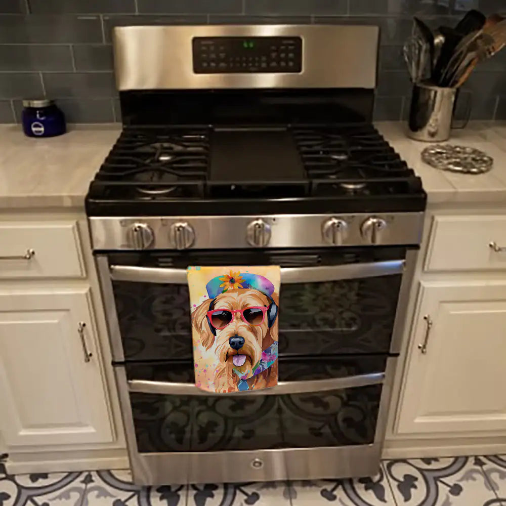 Airedale Terrier Hippie Dawg Kitchen Towel WEM Support (www.WEM.support)