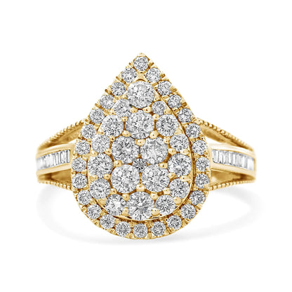 10K Yellow Gold Plated .925 Sterling Silver 1 1/2 Cttw Round-Cut Diamond Cocktail Ring (I-J Color, I1-I2 Clarity) WEM Support (www.WEM.support)