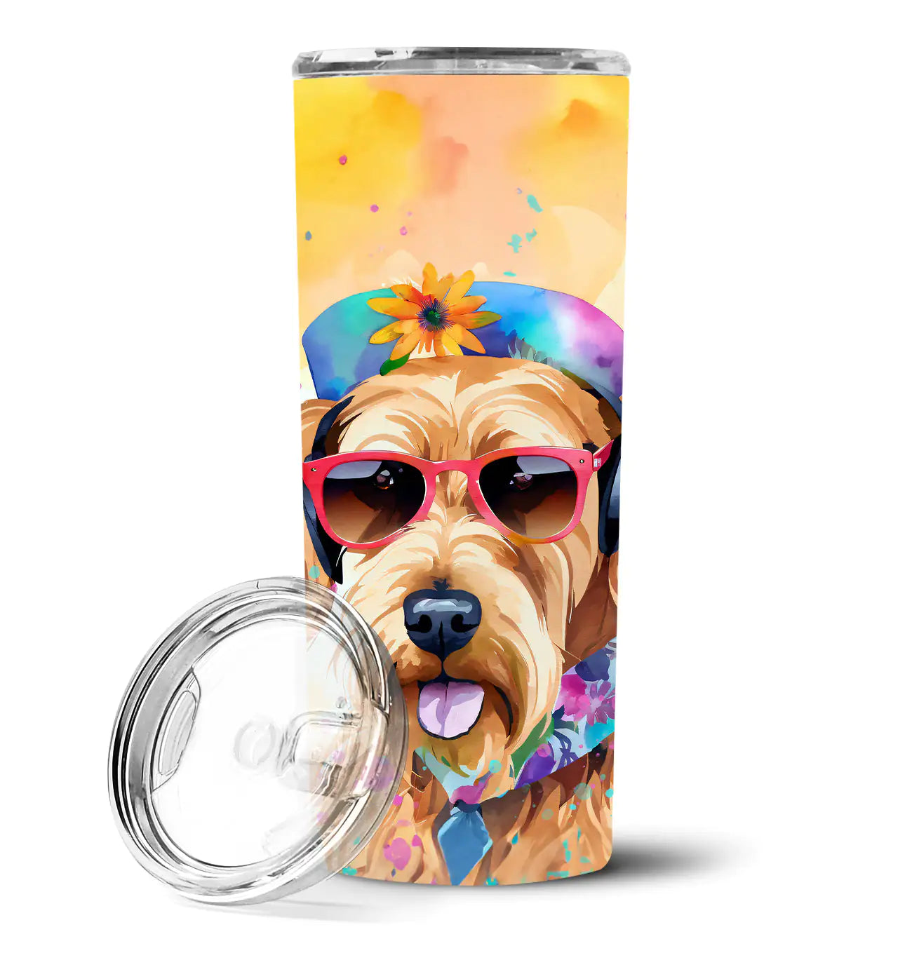 Airedale Terrier Hippie Dawg Stainless Steel Skinny Tumbler WEM Support (www.WEM.support)