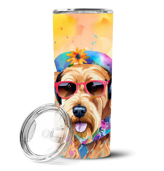 Airedale Terrier Hippie Dawg Stainless Steel Skinny Tumbler WEM Support (www.WEM.support)