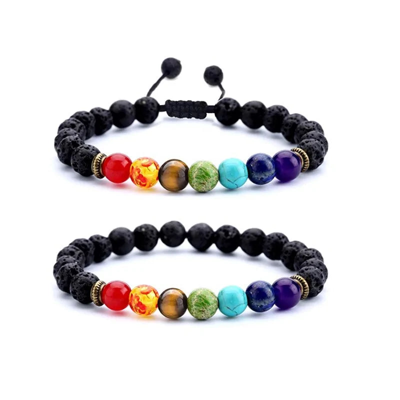 Lava Rock 7 Chakras Bracelet WEM Support (www.WEM.support)
