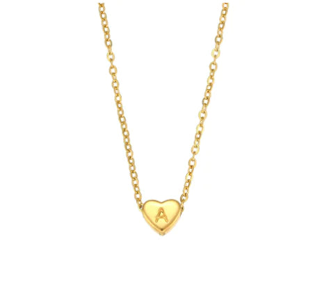Heart Charm Gold Necklet - Initial Love HejK.com Marketplace LLC
