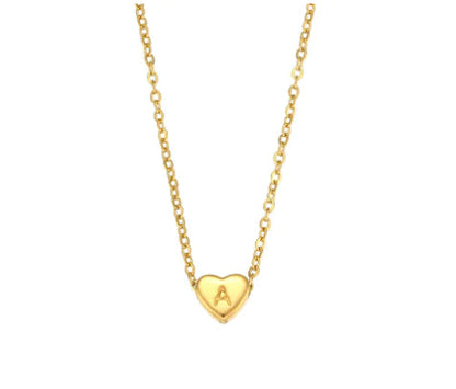 Heart Charm Gold Necklet - Initial Love HejK.com Marketplace LLC