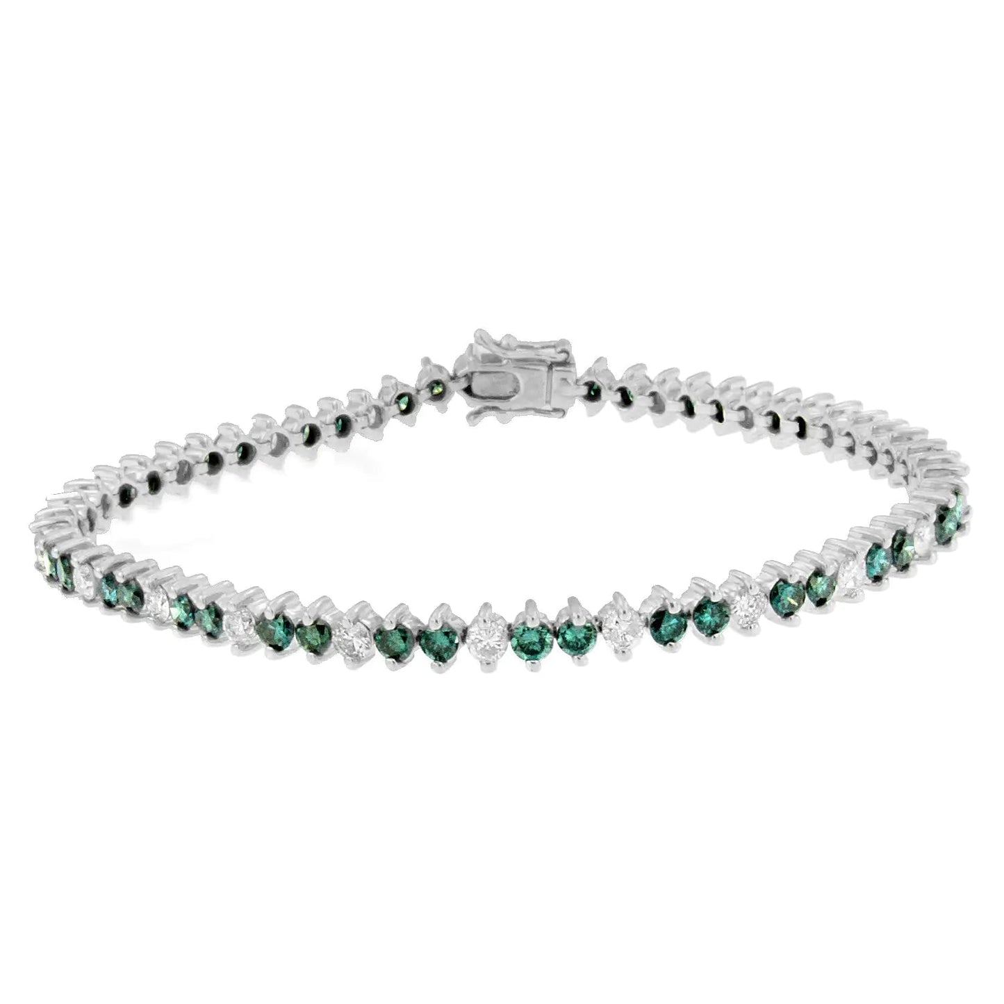 14K White Gold Round-Cut white and Blue Diamond Fashion Bracelet (5.40 cttw, H-I Color, I1-I2 Clarity) WEM Support (www.WEM.support)