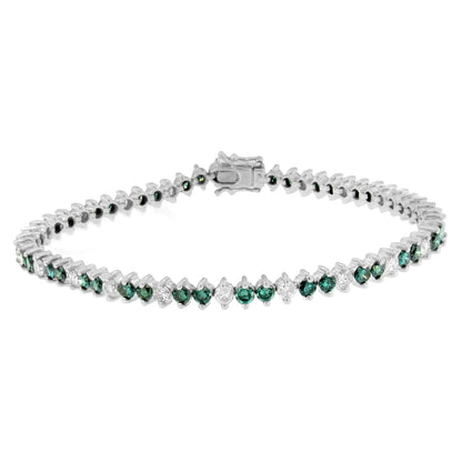 14K White Gold Round-Cut white and Blue Diamond Fashion Bracelet (5.40 cttw, H-I Color, I1-I2 Clarity) WEM Support (www.WEM.support)