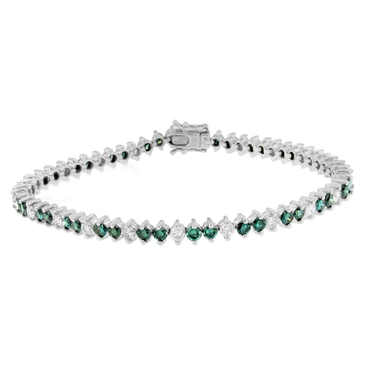 14K White Gold Round-Cut white and Blue Diamond Fashion Bracelet (5.40 cttw, H-I Color, I1-I2 Clarity) WEM Support (www.WEM.support)