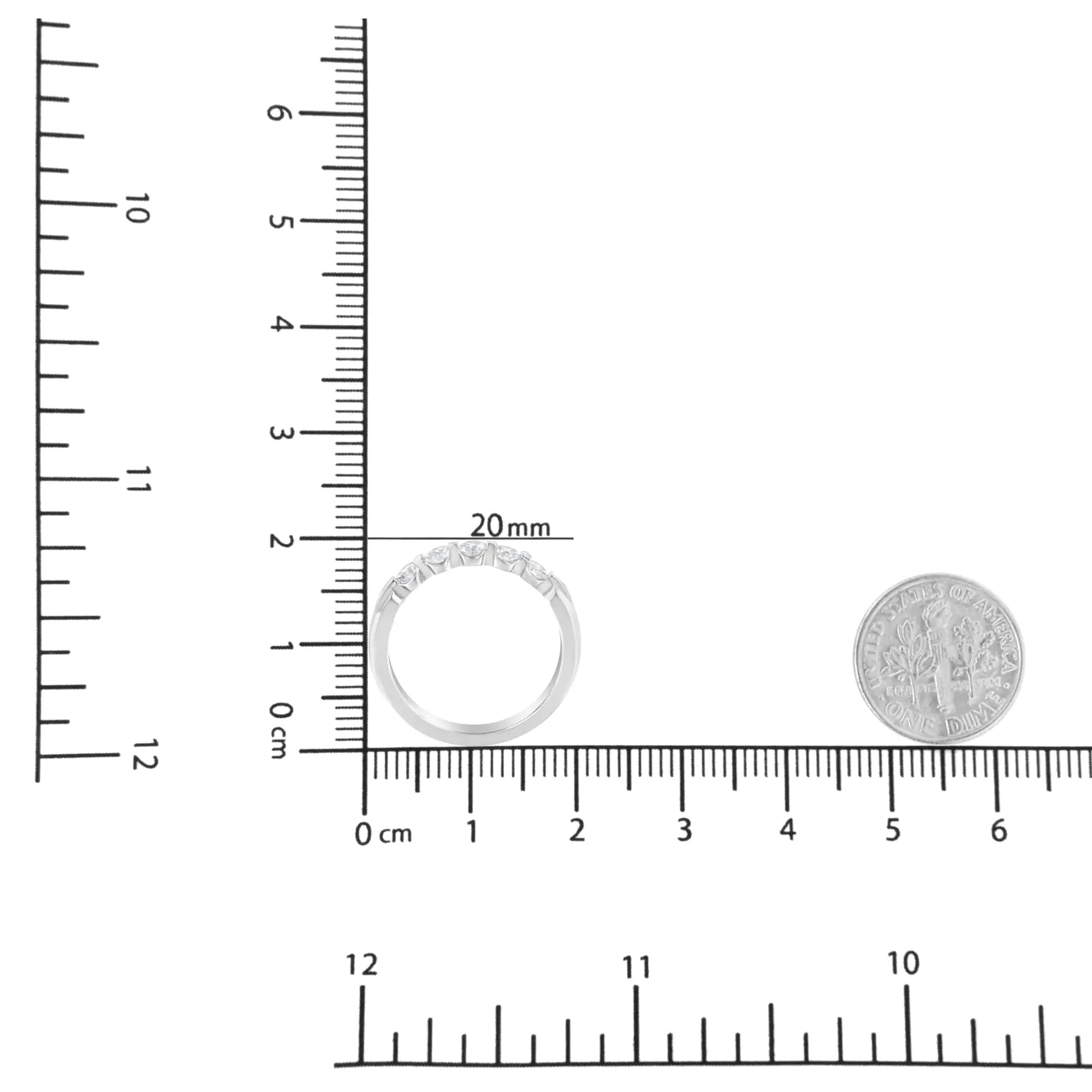 14K White Gold 1/2 cttw Diamond 5-Stone Band Ring (H-I Clarity, SI2-I1 Color) WEM Support (www.WEM.support)