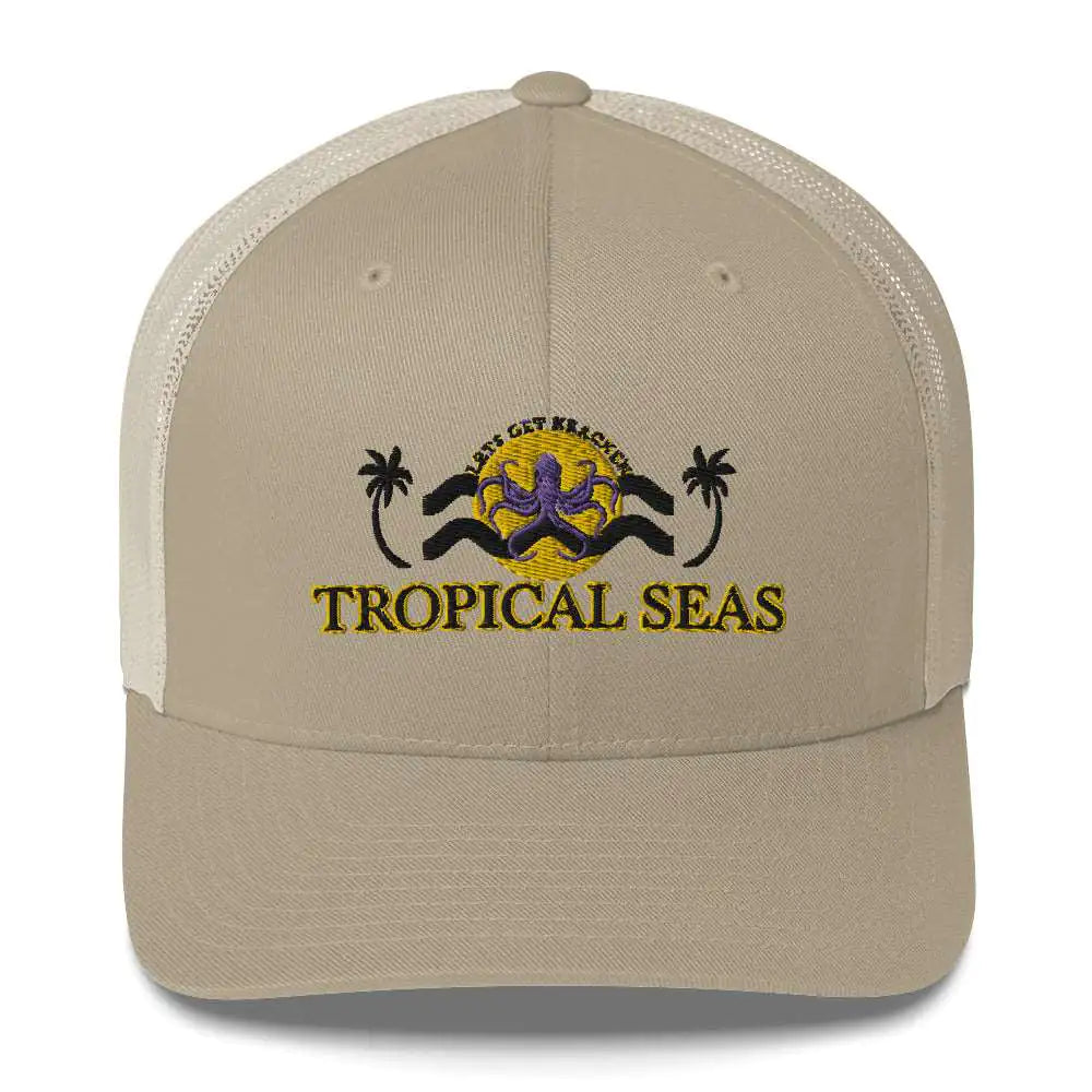 Tropical Lets Get Kraken Trucker Hat WEM Support (www.WEM.support)