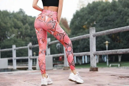 High Waist Snake Print Bum Scrunch Leggings WEM Support (www.WEM.support)