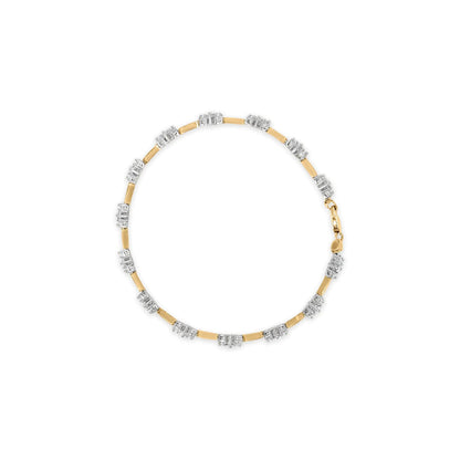 10K Yellow Gold 1.00 Cttw Diamond 3 Stone 7" Tennis Bracelet (H-I Color, I2-I3 Clarity) WEM Support (www.WEM.support)