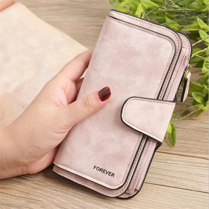 Wallet Brand Coin Purse Scrub Leather Women Wallet Money Phone Bag Female Snap Card Holder Ladies Long Clutch Carteira Feminina WEM Support (www.WEM.support)