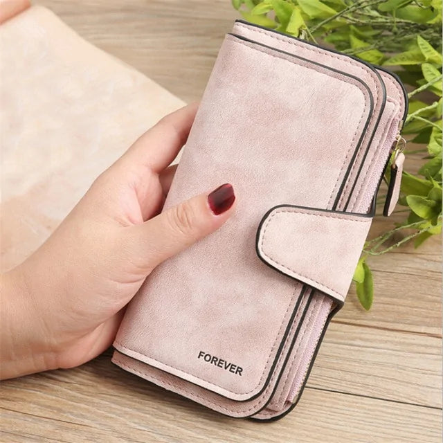 Wallet Brand Coin Purse Scrub Leather Women Wallet Money Phone Bag Female Snap Card Holder Ladies Long Clutch Carteira Feminina WEM Support (www.WEM.support)