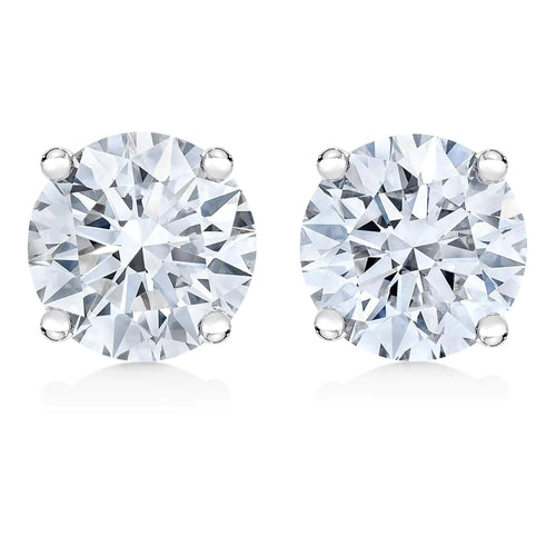 Boucles d'oreilles solitaires classiques en diamant rond taille brillant de 1/2 carat en or blanc 14K certifié IGI, montées sur quatre griffes (Couleur F-G, Clarté VS1-VS2) WEM Support (www.WEM.support)