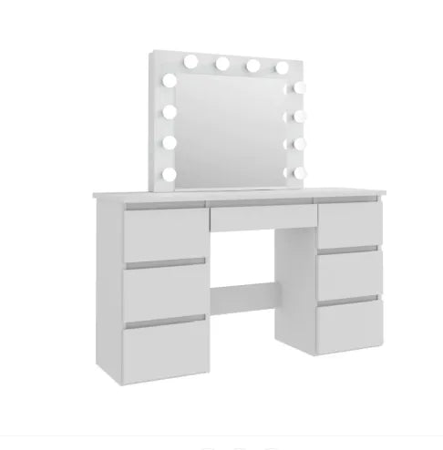 Large White Vanity Tables With Mirror And Light WEM Support (www.WEM.support)