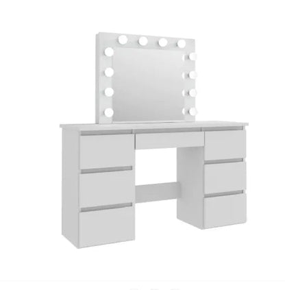 Large White Vanity Tables With Mirror And Light WEM Support (www.WEM.support)