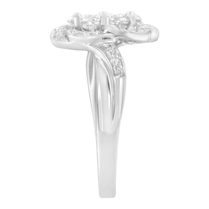 14K White Gold Floral Cluster Diamond Ring (1 Cttw, H-I Color, SI2-I1 Clarity) WEM Support (www.WEM.support)