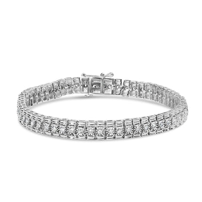 .925 Sterling Silver 1.0 Cttw Diamond Collar Line Link Bracelet (I-J Color, I1-I2 Clarity) - Size 7.25" Inches WEM Support (www.WEM.support)