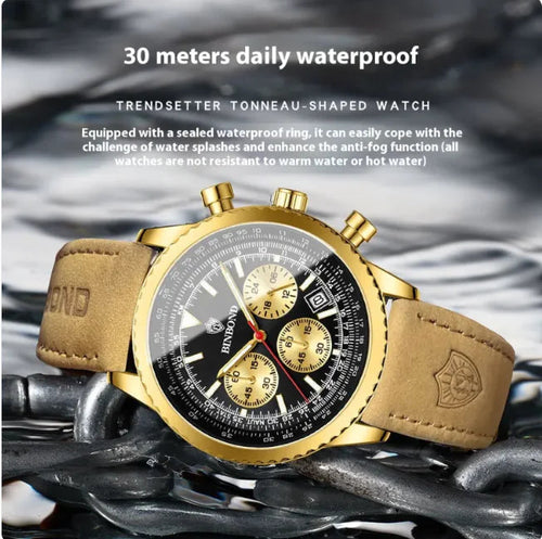 Men's Ultra-Thin Leather Strap Multifunctional Luminous Watch WEM Support (www.WEM.support)