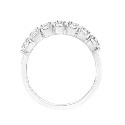 .925 Sterling Silver 1 cttw Lab Grown Diamond Cluster Band Ring (F-G Color, VS2-SI1 Clarity) WEM Support (www.WEM.support)