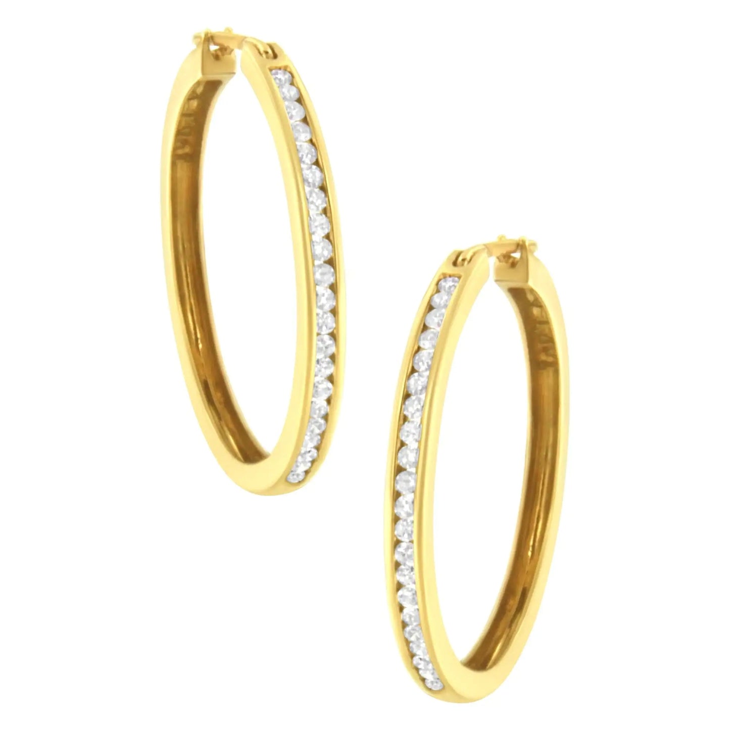 10K Yellow Gold 1/2 cttw Channel Set Diamond Hoop Earrings (I-J Clarity, I1-I2 Color) WEM Support (www.WEM.support)