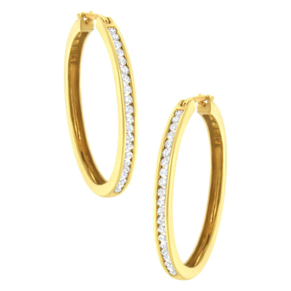 10K Yellow Gold 1/2 cttw Channel Set Diamond Hoop Earrings (I-J Clarity, I1-I2 Color) WEM Support (www.WEM.support)