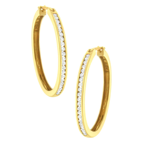 10K Yellow Gold 1/2 cttw Channel Set Diamond Hoop Earrings (I-J Clarity, I1-I2 Color) WEM Support (www.WEM.support)