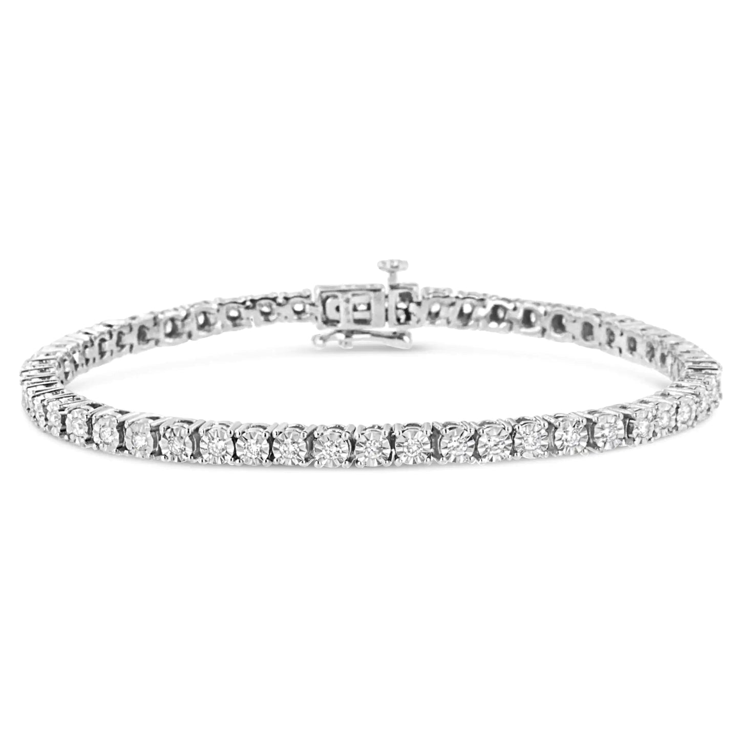 .925 Sterling Silver Lab Grown Diamond Illusion-Set Miracle Plate Tennis Bracelet - 7.25" Inches WEM Support (www.WEM.support)