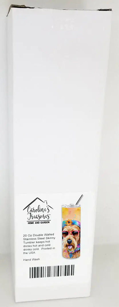 Airedale Terrier Hippie Dawg Stainless Steel Skinny Tumbler WEM Support (www.WEM.support)