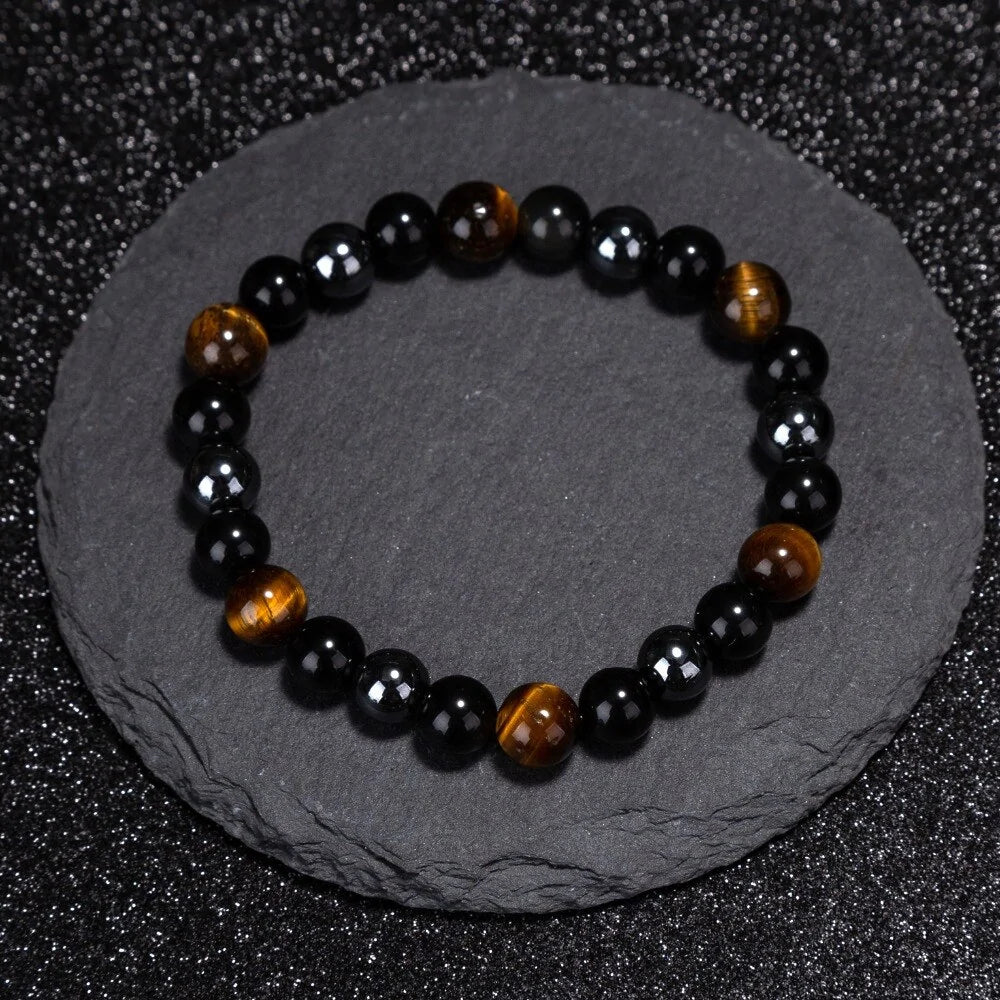 Hematite Black Obsidian Stretch Bracelets WEM Support (www.WEM.support)