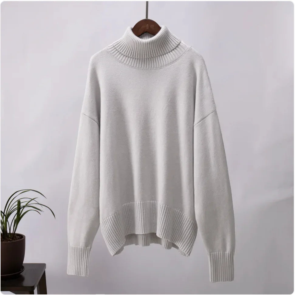 Women's Solid Color Turtleneck Sweater WEM Support (www.WEM.support)