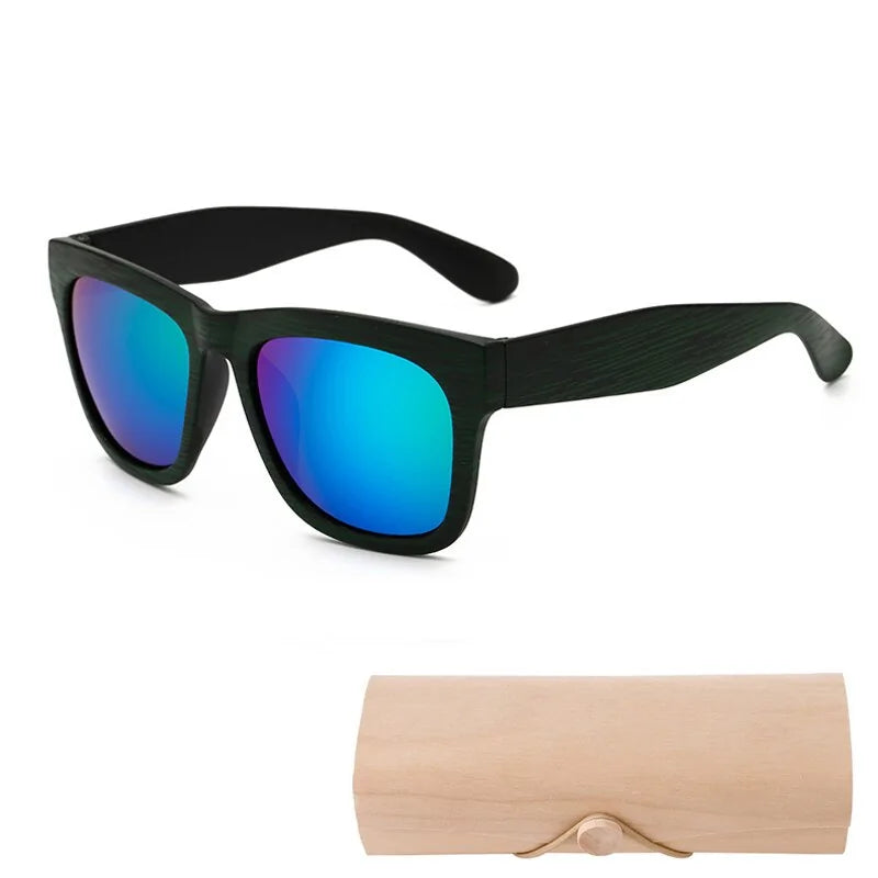 Square Bamboo  Retro Sunglasses WEM Support (www.WEM.support)
