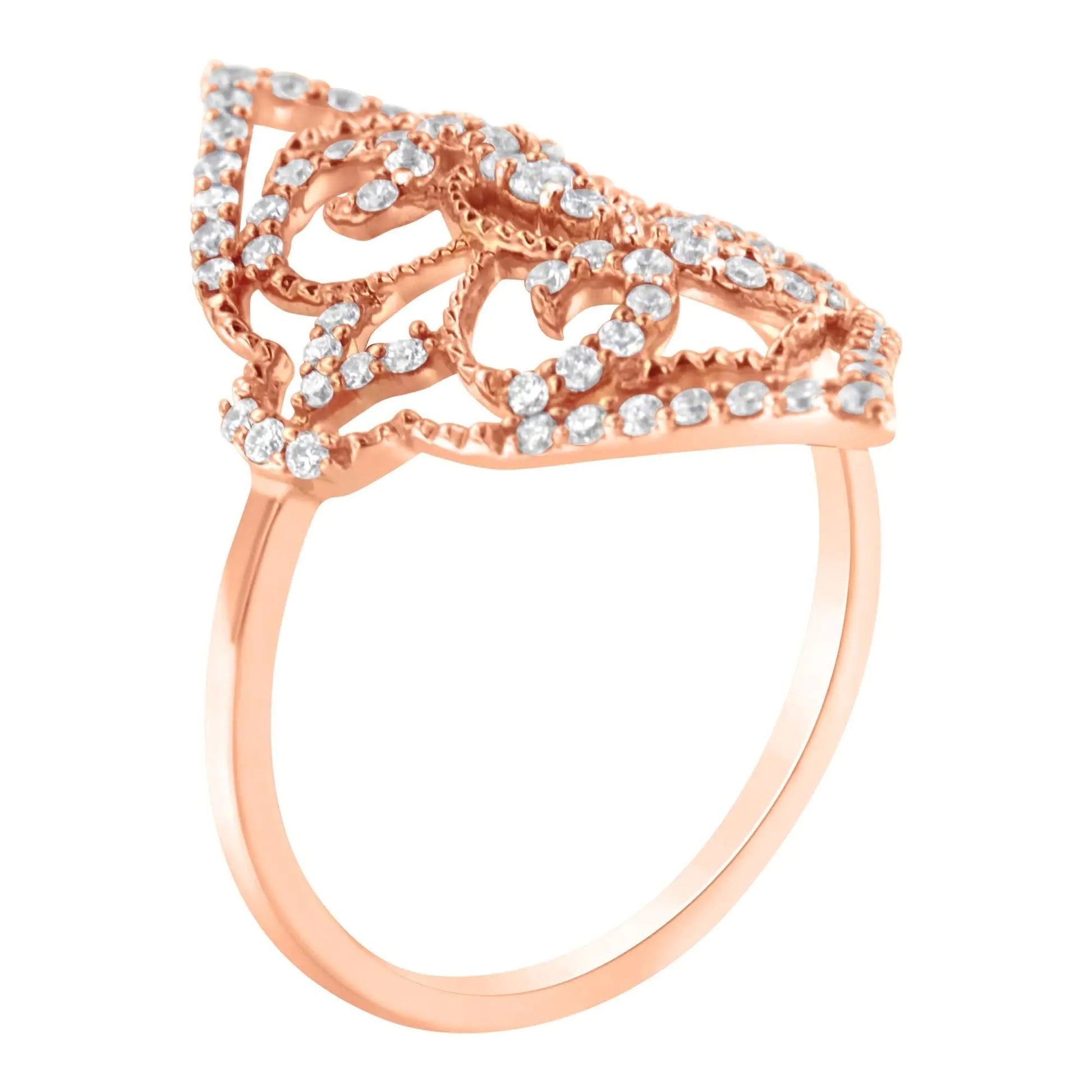 10K Rose Gold Diamond Cocktail Ring (1/2 Cttw, H-I Color, I1-I2 Clarity) WEM Support (www.WEM.support)