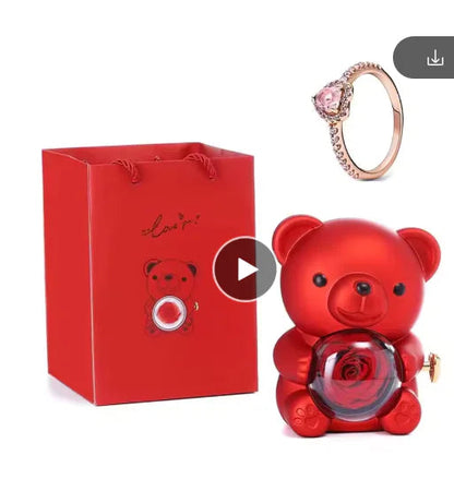 Eternal Rose Teddy Bear Jewelry Box & Necklace WEM Support (www.WEM.support)