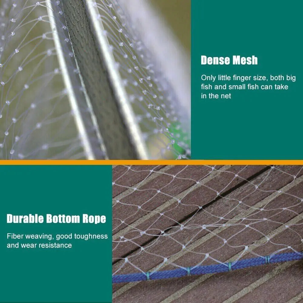 6/8/10/12/16FT Fishing Cast Net Bait Easy Throw Hand Cast Strong Nylon Mesh USA WEM Support (www.WEM.support)