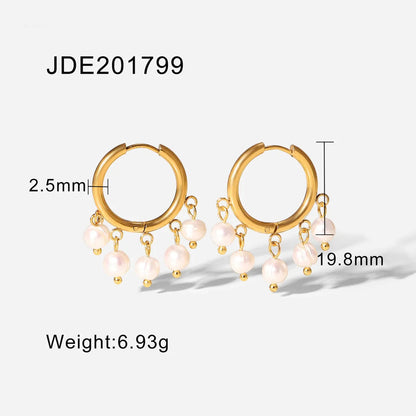 Fashionable Stainless Steel Pearl Earrings HejK.com