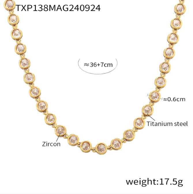Titanium Steel Zircon Color Mix Bracelet & Necklace Set WEM Support (www.WEM.support)