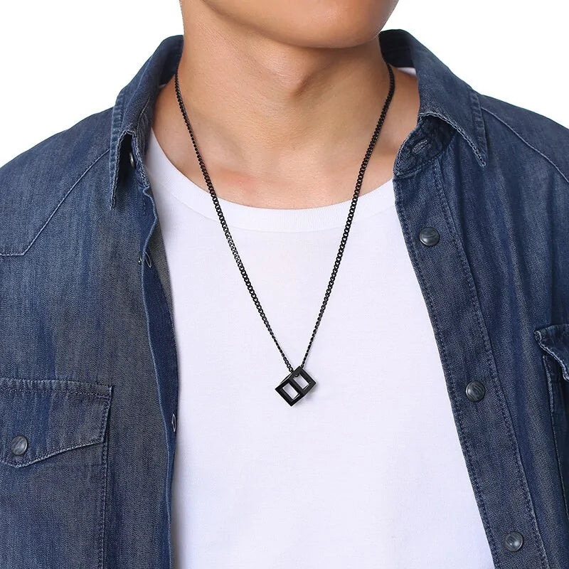 Retro Hollow Cube Pendant Necklace WEM Support (www.WEM.support)