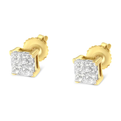 10K Gold Princess Diamond Composite Stud Earring (1/2 cttw, I-J Color, I1-I2 Clarity) WEM Support (www.WEM.support)