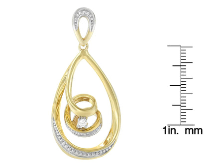 10K Gold Brilliant-Cut Diamond-Accented Open Teardrop Twisted Curl 18" Pendant Necklace (J-K Color, I2-I3 Clarity) - Choice of Gold Colors (10K Yellow Gold) WEM Support (www.WEM.support)