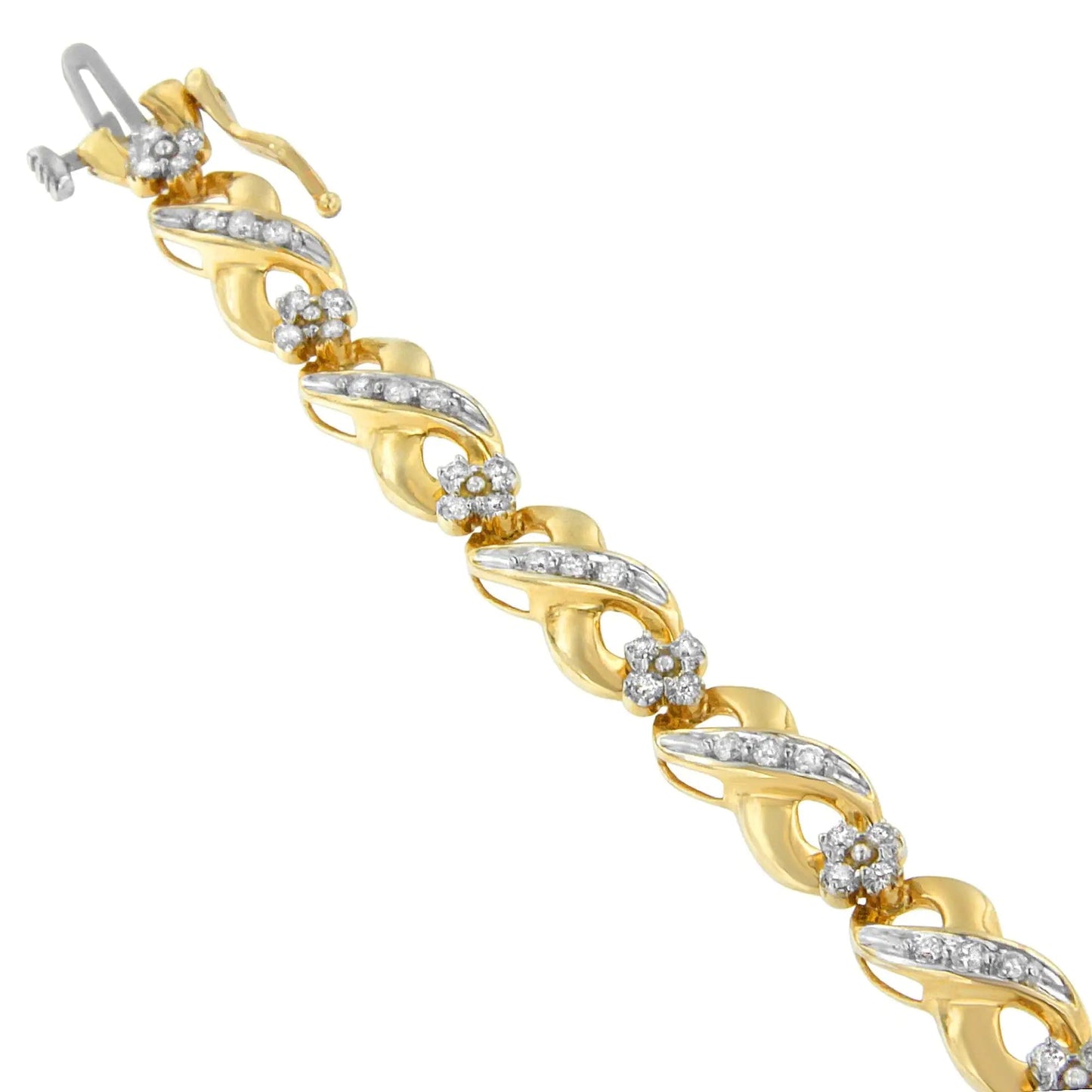 14K Yellow Gold Round-Cut Diamond Infinite Love Bracelet (1.00 cttw, I-J Color, I2-I3 Clarity) WEM Support (www.WEM.support)