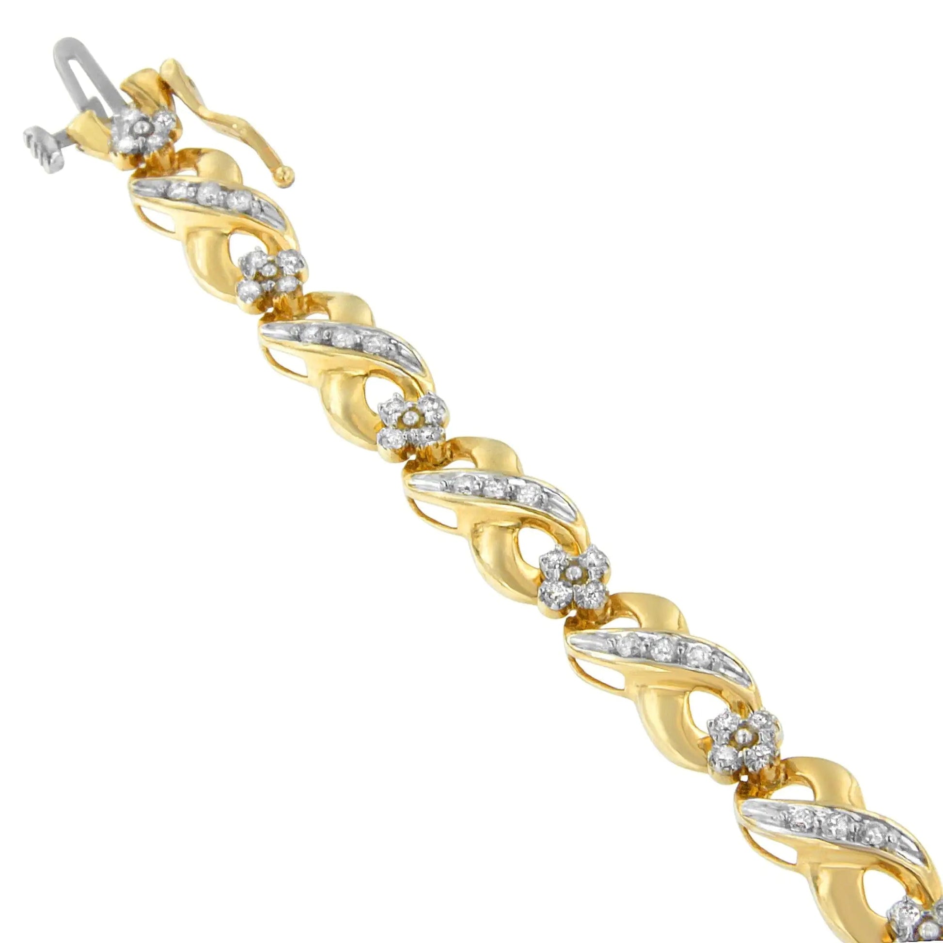 14K Yellow Gold Round-Cut Diamond Infinite Love Bracelet (1.00 cttw, I-J Color, I2-I3 Clarity) WEM Support (www.WEM.support)