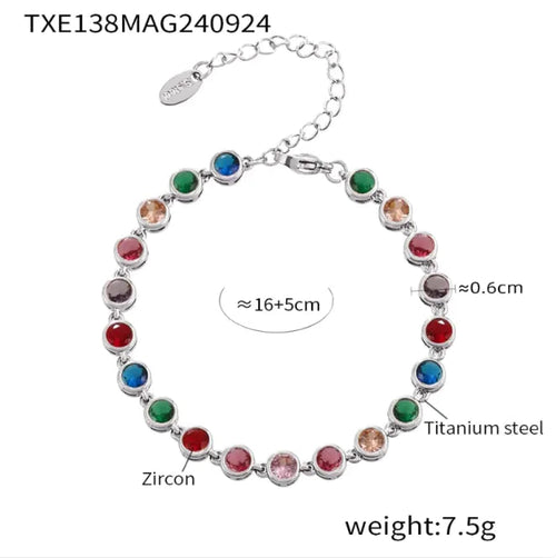 Titanium Steel Zircon Color Mix Bracelet & Necklace Set WEM Support (www.WEM.support)