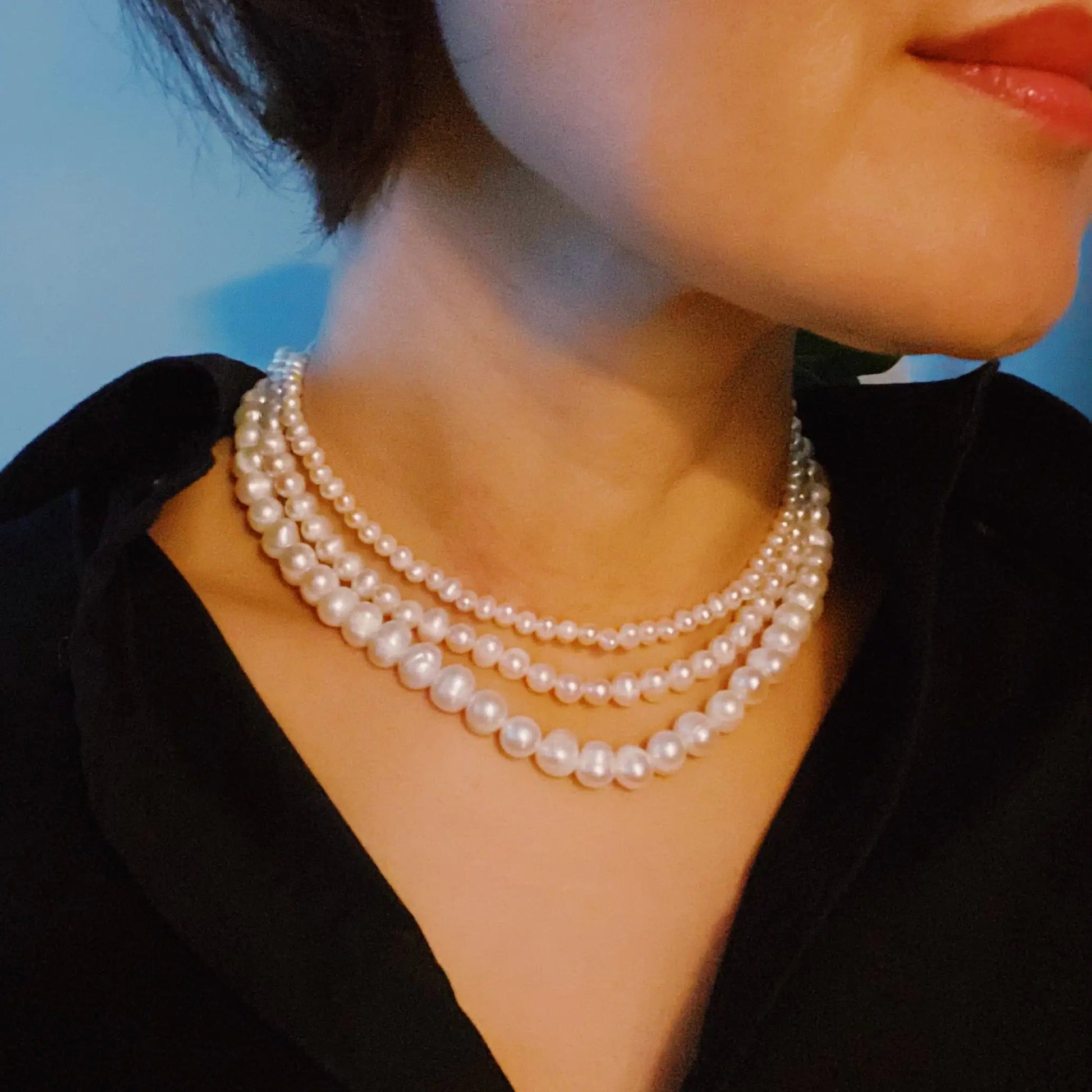 Clover Clasp Genuine Pearl Necklace WEM Support (www.WEM.support)