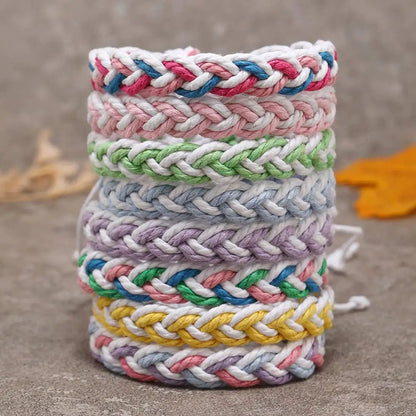 Handwoven Cotton String Bracelet in Artistic Style - Catch Cards