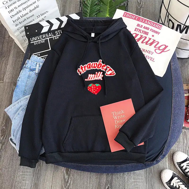 Harajuku Strawberry Milk Graphic Sweatshirt - Catch Cards