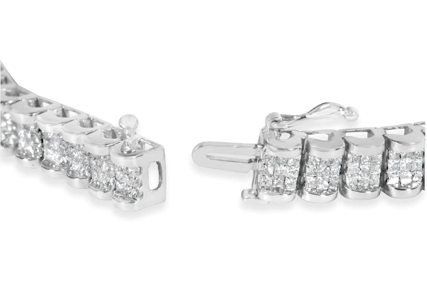 14K White Gold 5.00 Cttw Invisible Set Princess-Cut Diamond Belt and Buckle Tennis 7" Bracelet (H-I Color, SI1-SI2 Clarity) WEM Support (www.WEM.support)